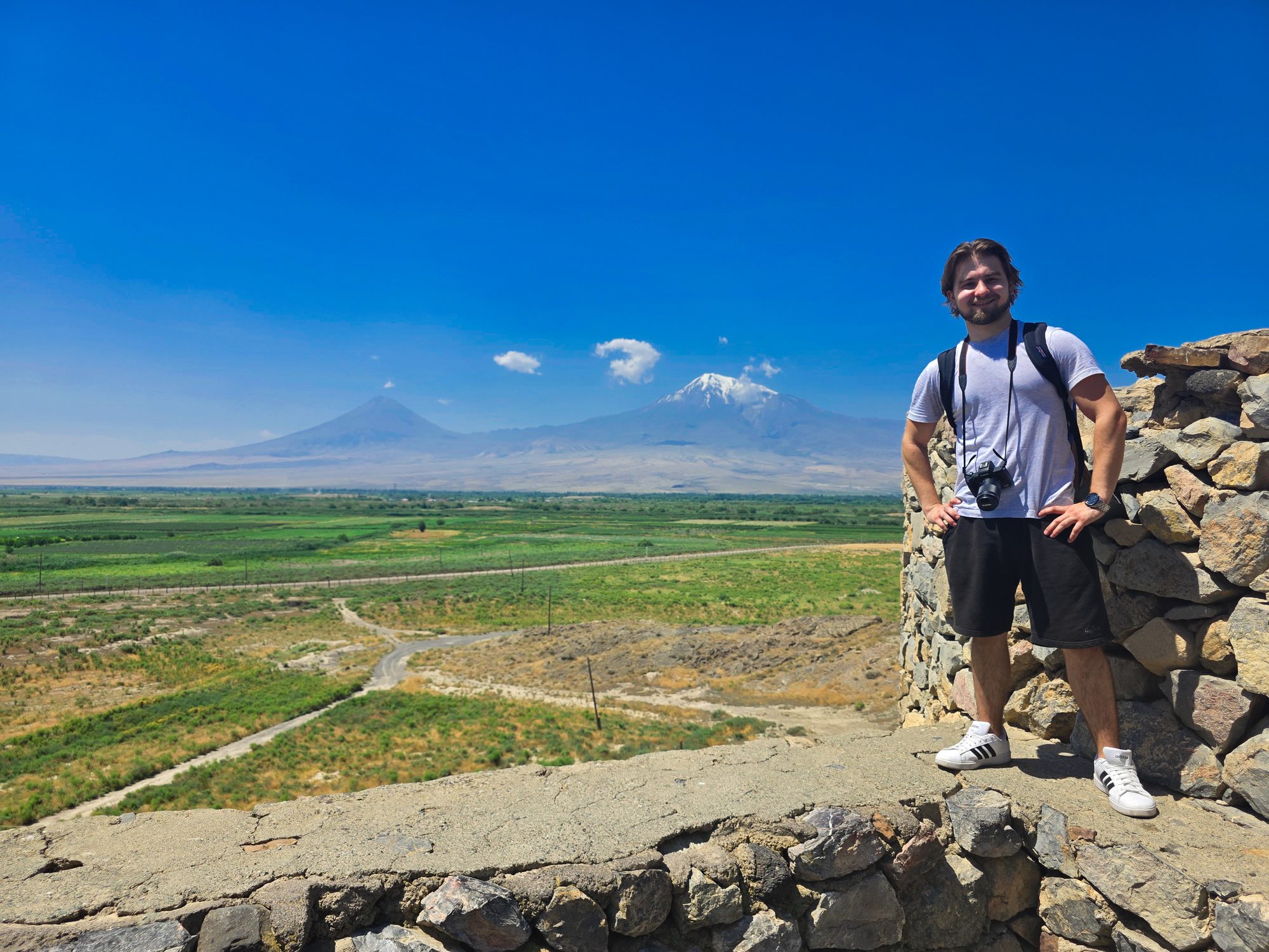 Nishan at Khor Virap with Mount Ararat Armenia